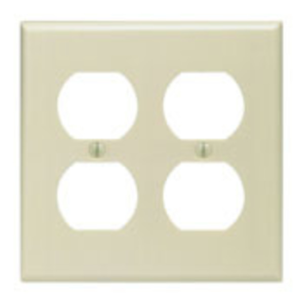 Leviton Duplex Wall Plate, 2 Gang, Ivory 86016